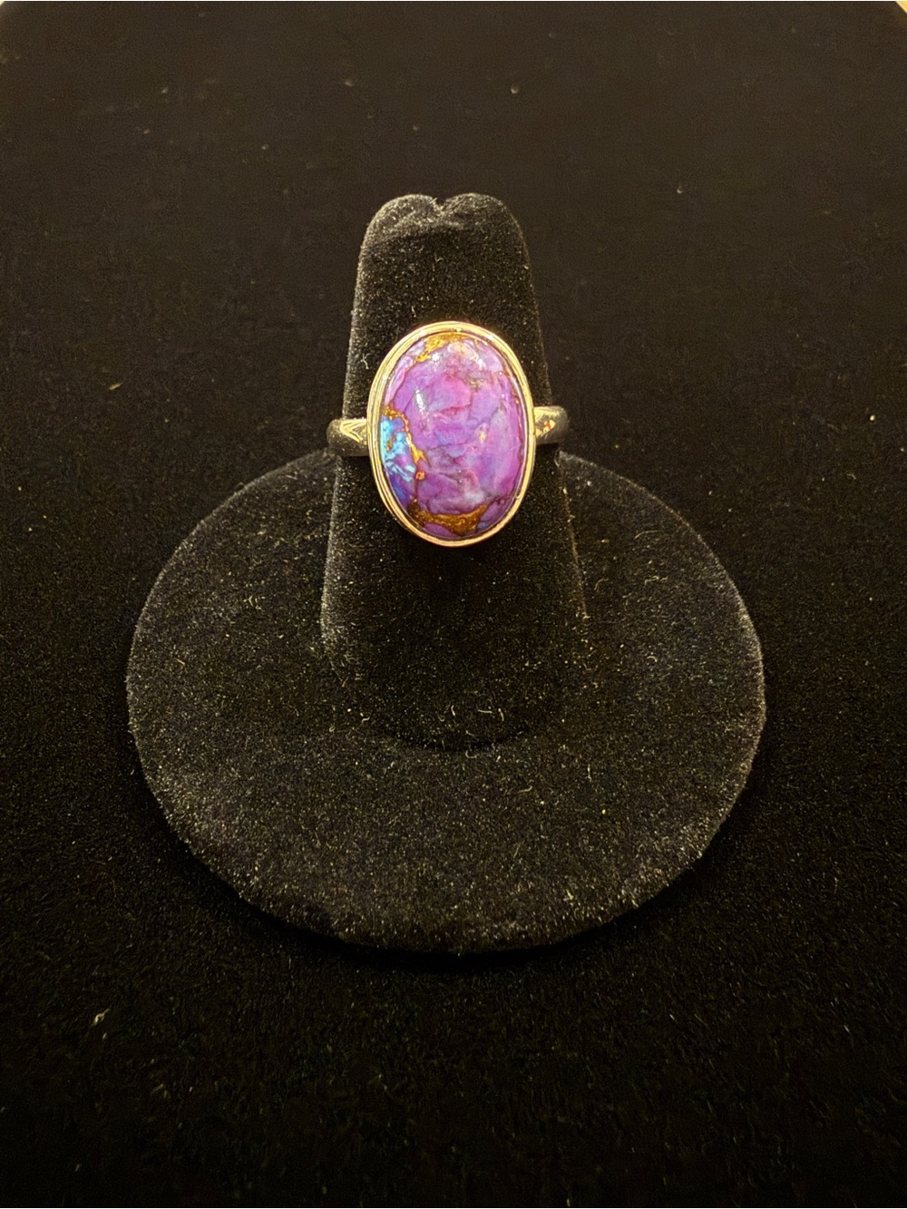 Purple Turquoise Oval Ring, Sterling Solver, Size 7